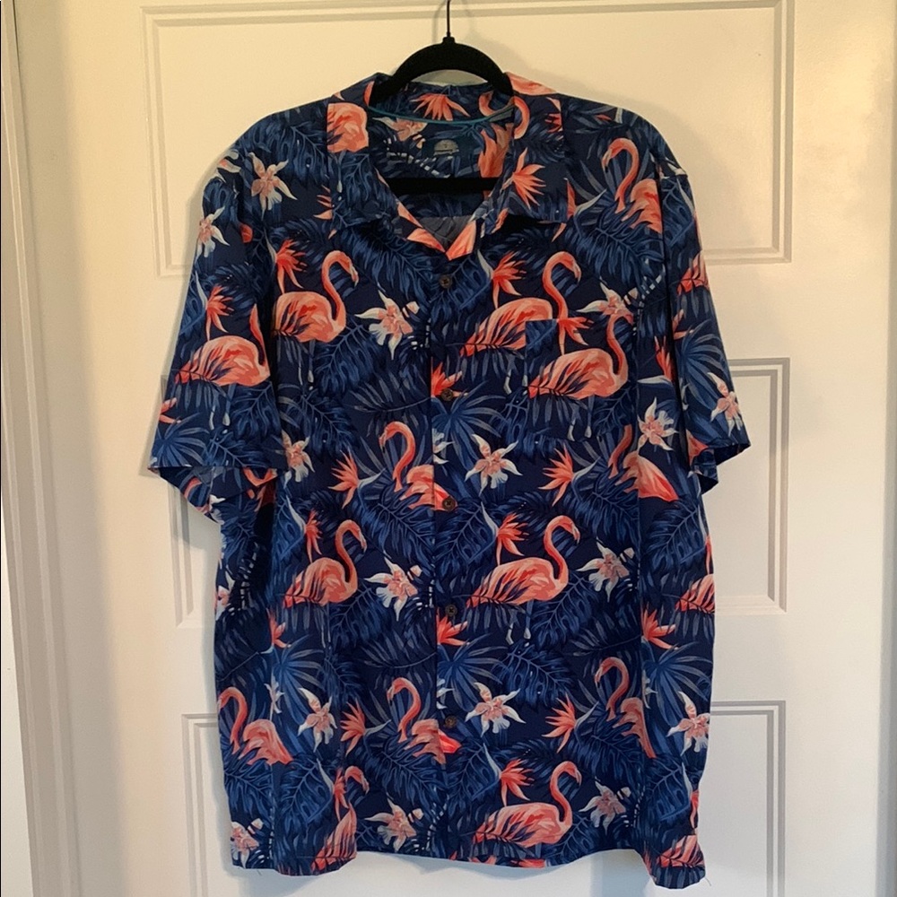 Havana Jim Blue Flamingo Print Men's Shirt size XXXL/TTTG